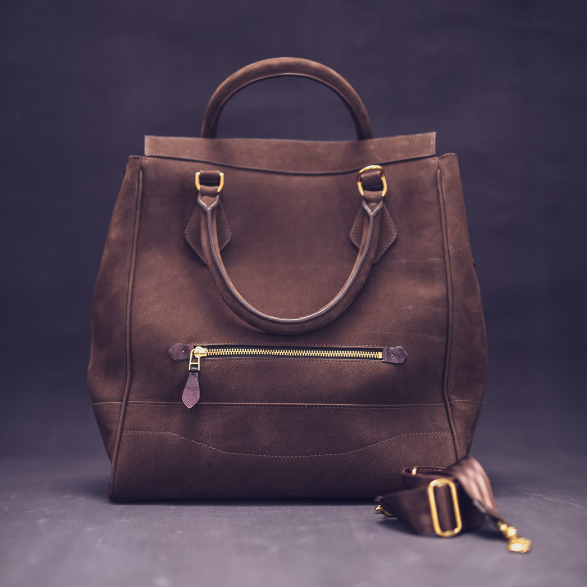 CALATRAVA Shopper, чоловіча шкіряна сумка-шопер: нубук кольору coffee brown