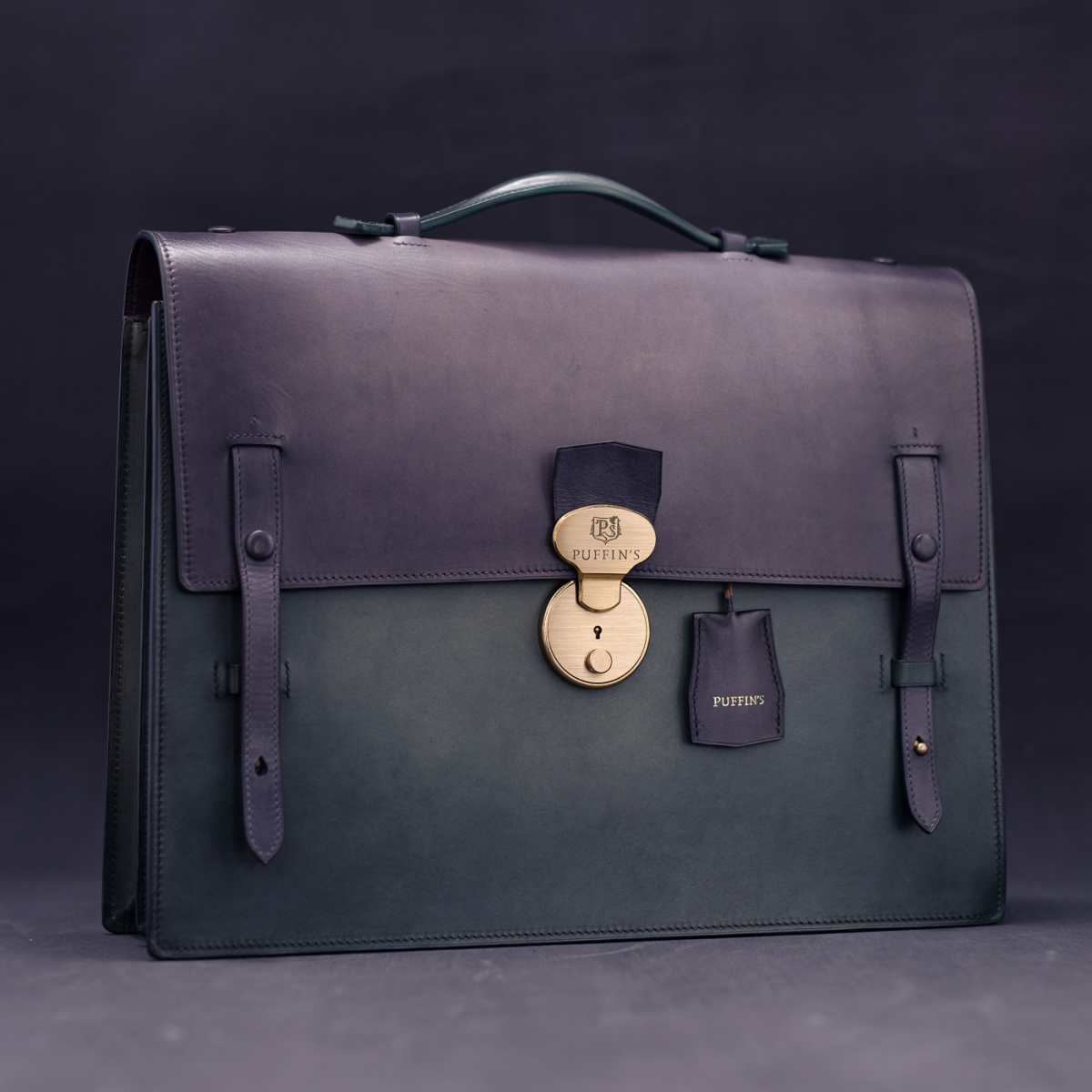 Класичний чоловічий шкіряний портфель CADOGAN 4028-2: Fig Gray & Juniper