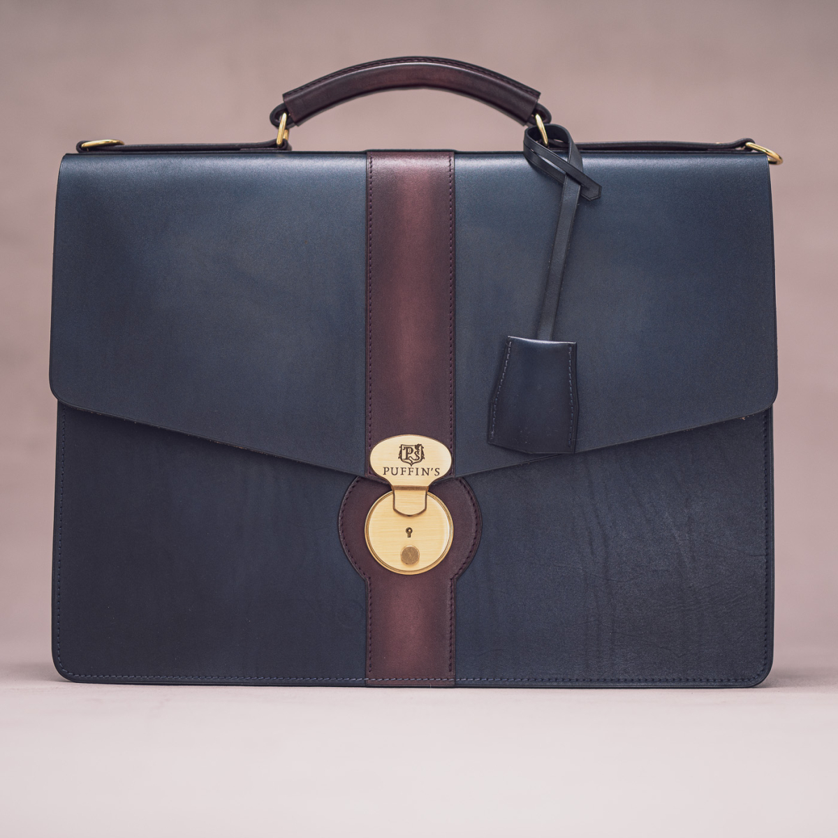 Класичний чоловічий шкіряний портфель CLASSIC NUMBER ONE: Bordeaux & Midnight Blue