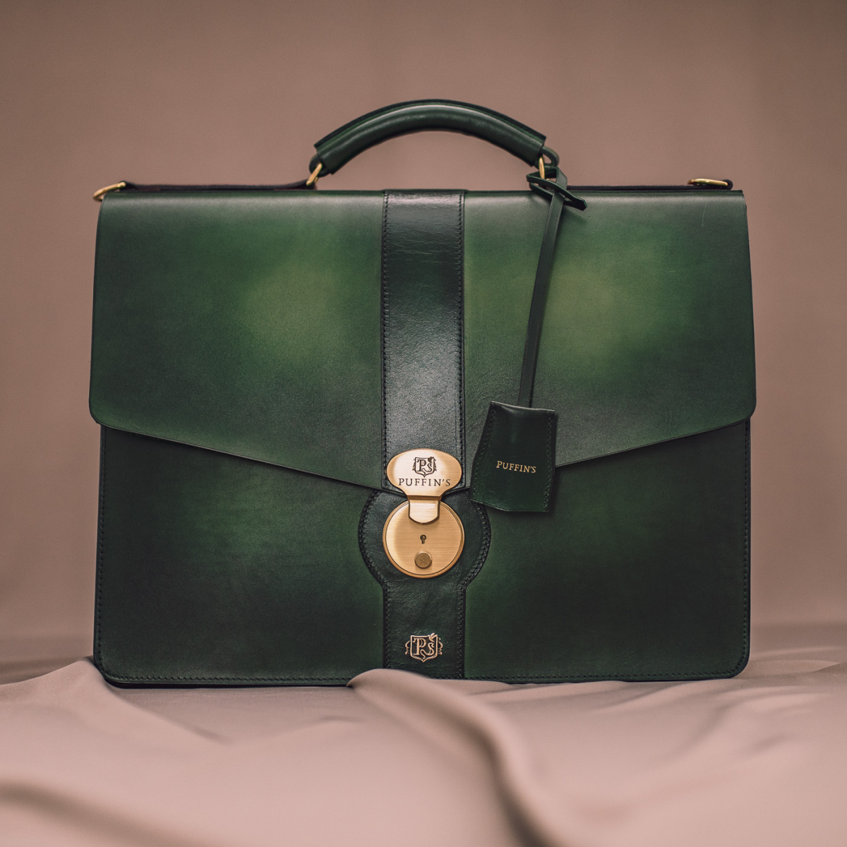 Класичний чоловічий шкіряний портфель CLASSIC NUMBER ONE: Red Currant & Grassy Green