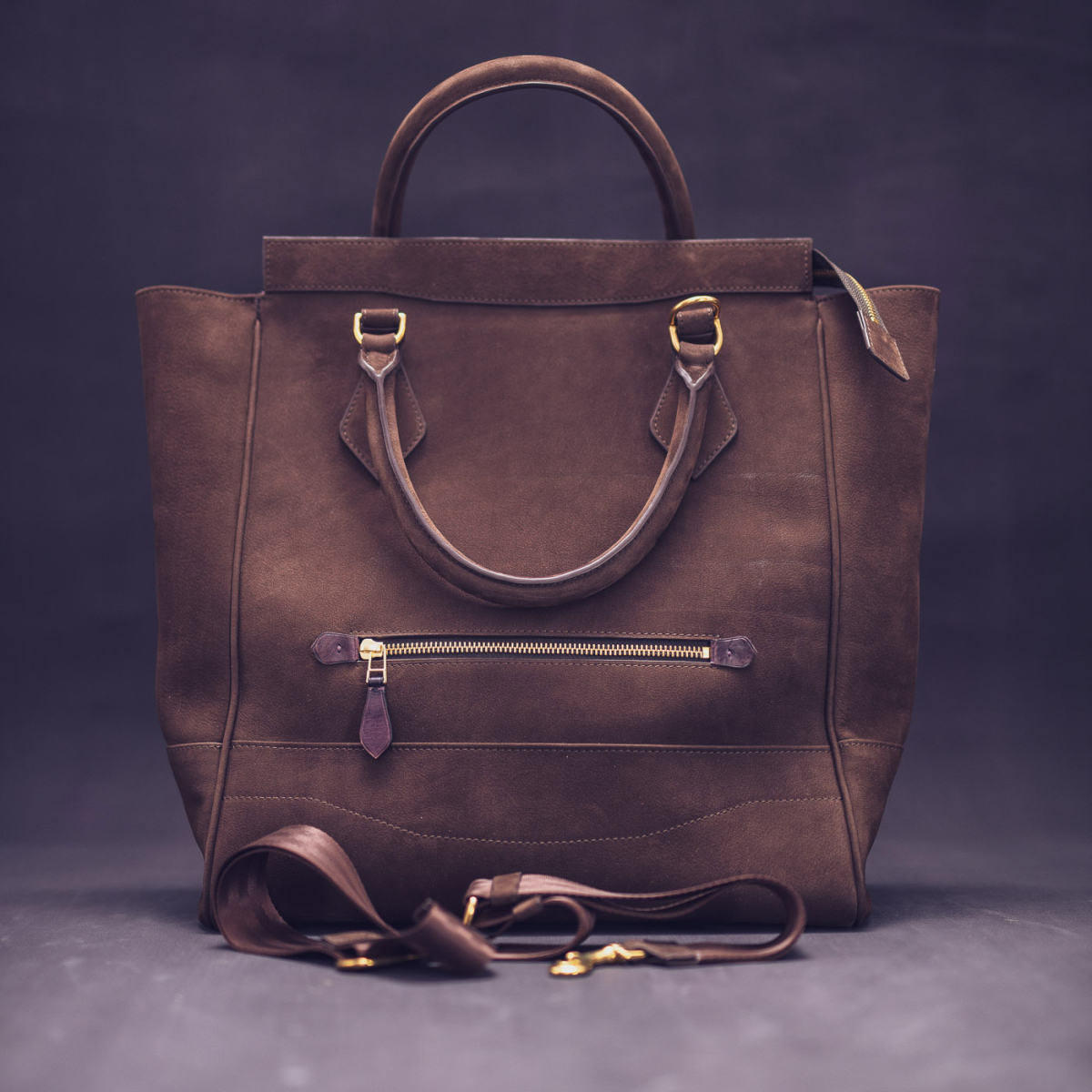 CALATRAVA Shopper, чоловіча шкіряна сумка-шопер: нубук кольору coffee brown