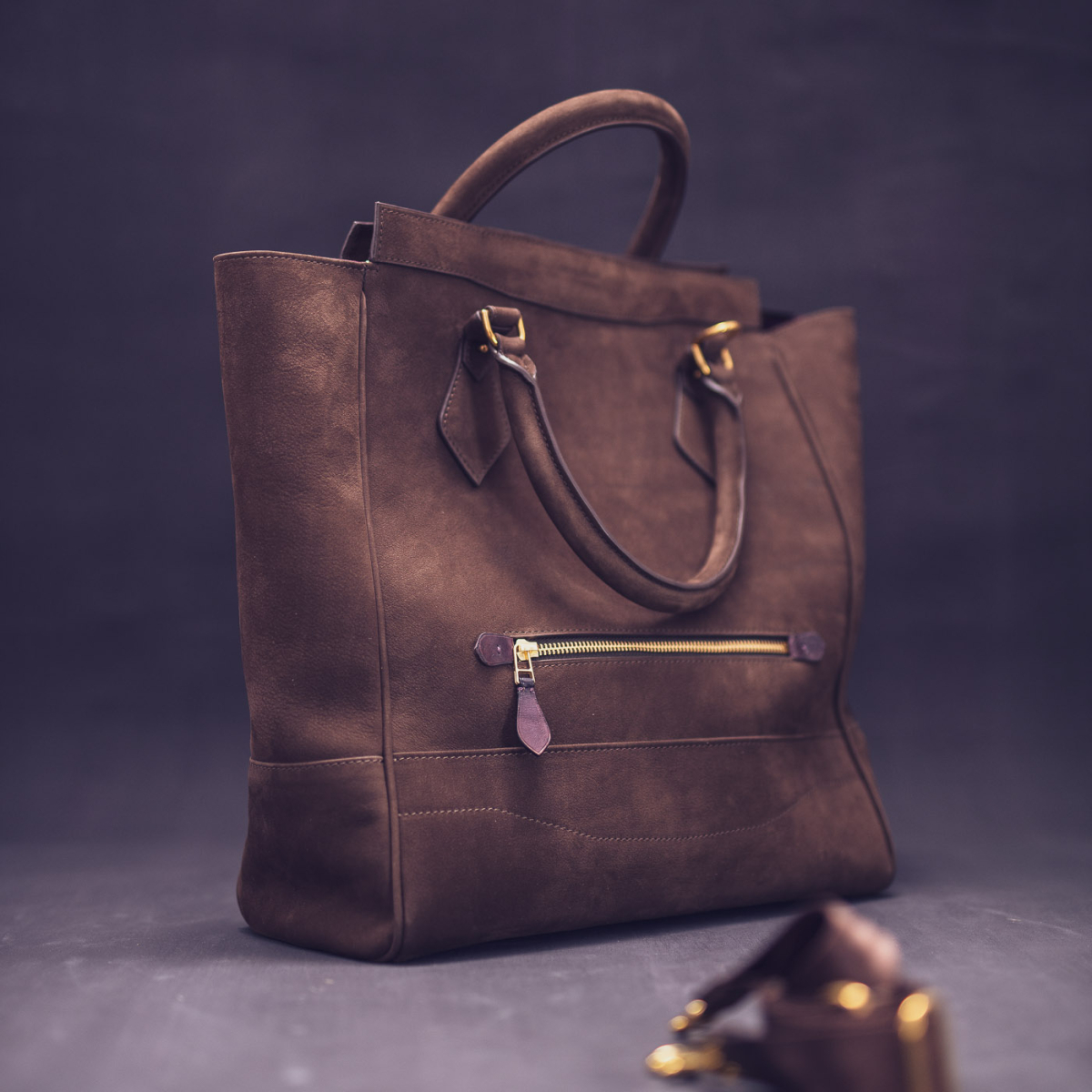 CALATRAVA Shopper, чоловіча шкіряна сумка-шопер: нубук кольору coffee brown