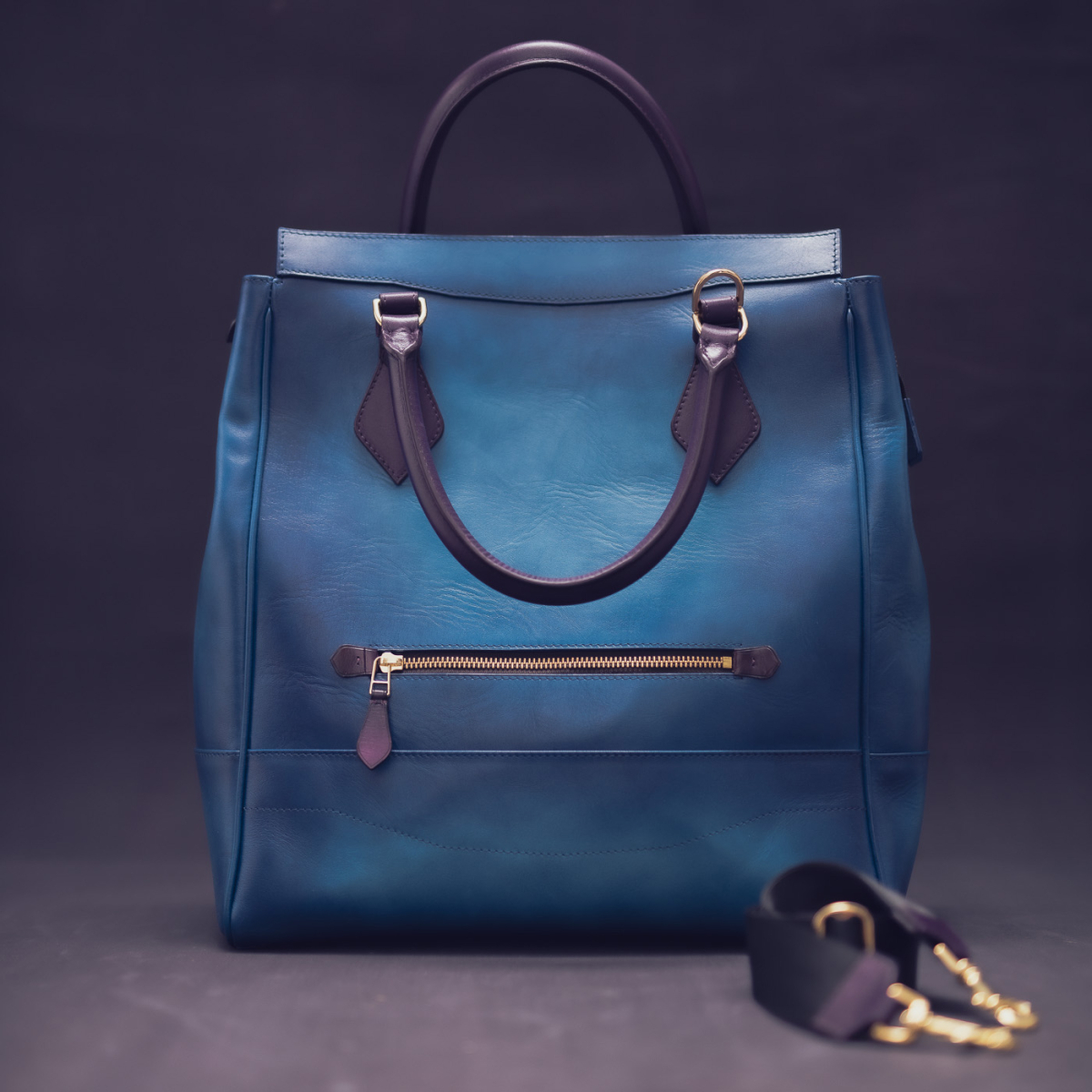 CALATRAVA Shopper, чоловіча шкіряна сумка-шопер: Plum Wine & Sapphire Blue