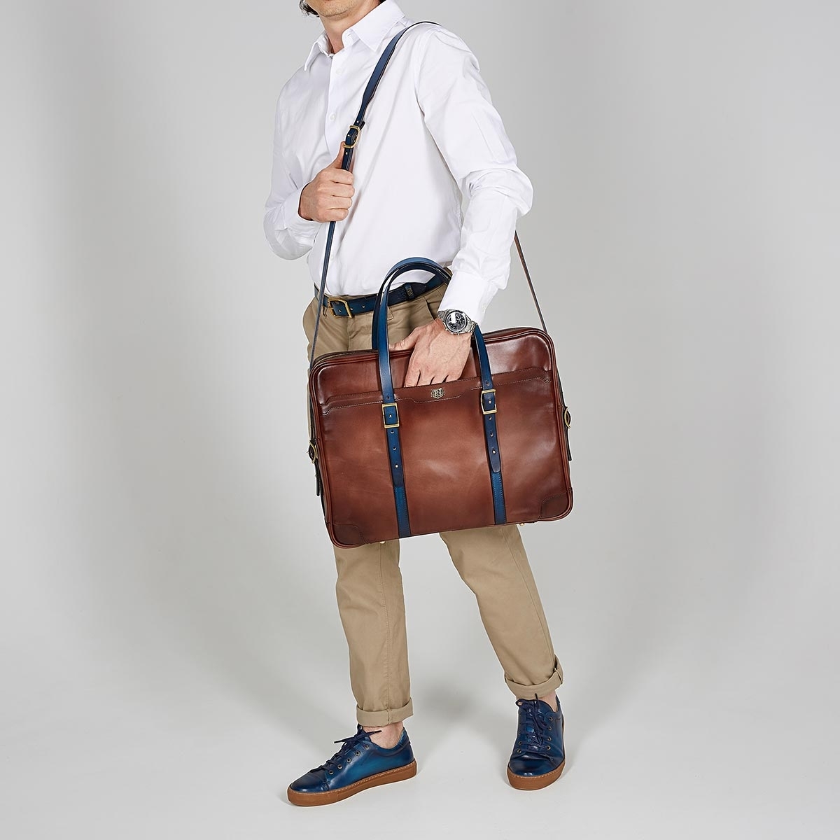 Портфель DAPPER 17" блакитний сапфір & голандський какао