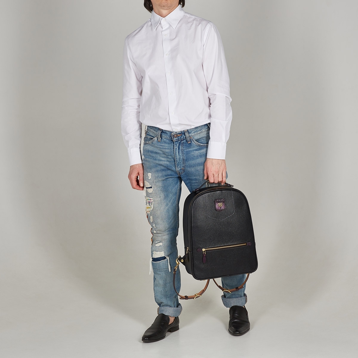 Міський рюкзак ASPEN: Plum Wine & Dark Blue Grain Leather