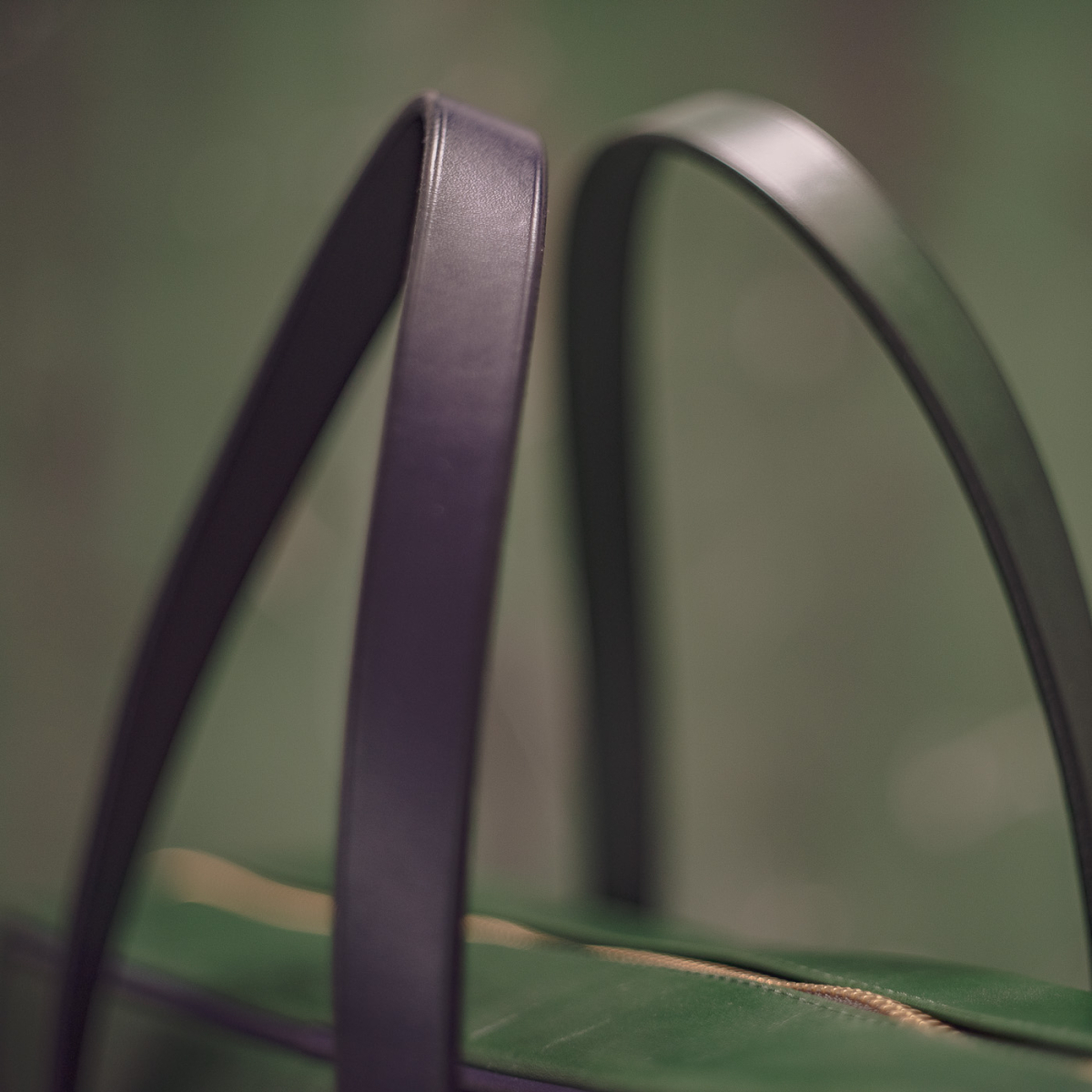 Елегантний двосторонній м’який шкіряний портфель DAPPER: Grassy Green & Violet Ink