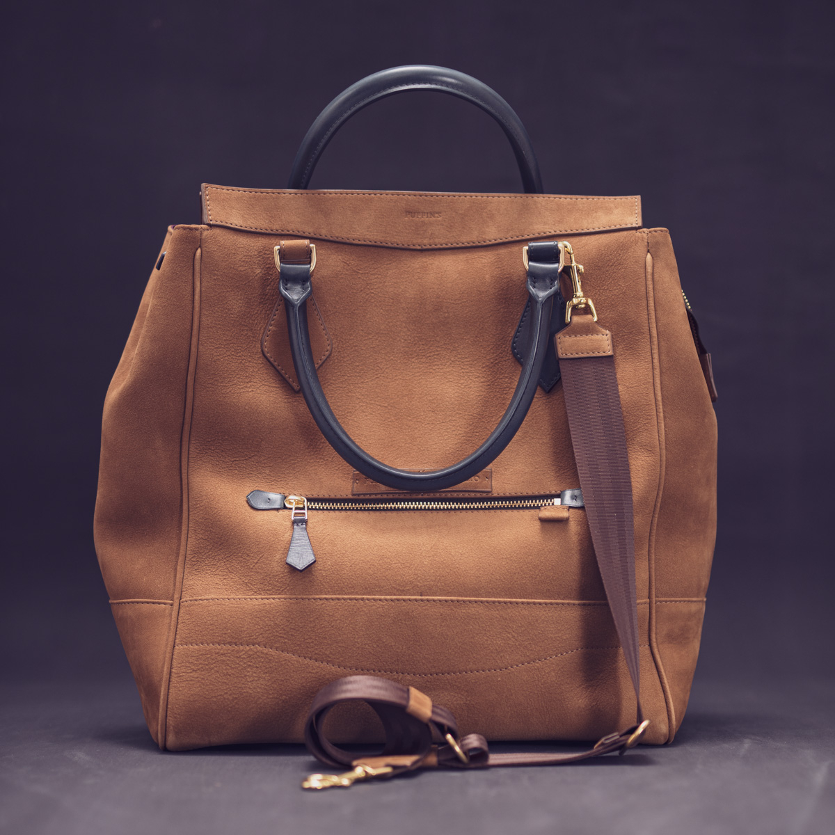 CALATRAVA Shopper, чоловіча шкіряна сумка-шопер: Blue Grape & Light Brown Nubuck