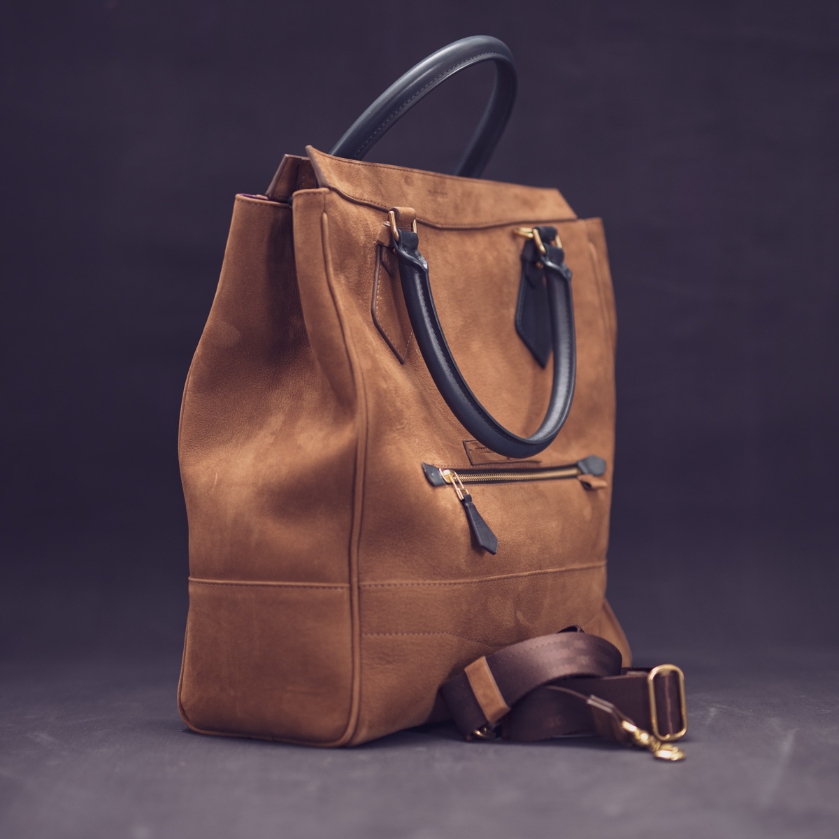 CALATRAVA Shopper, чоловіча шкіряна сумка-шопер: Blue Grape & Light Brown Nubuck