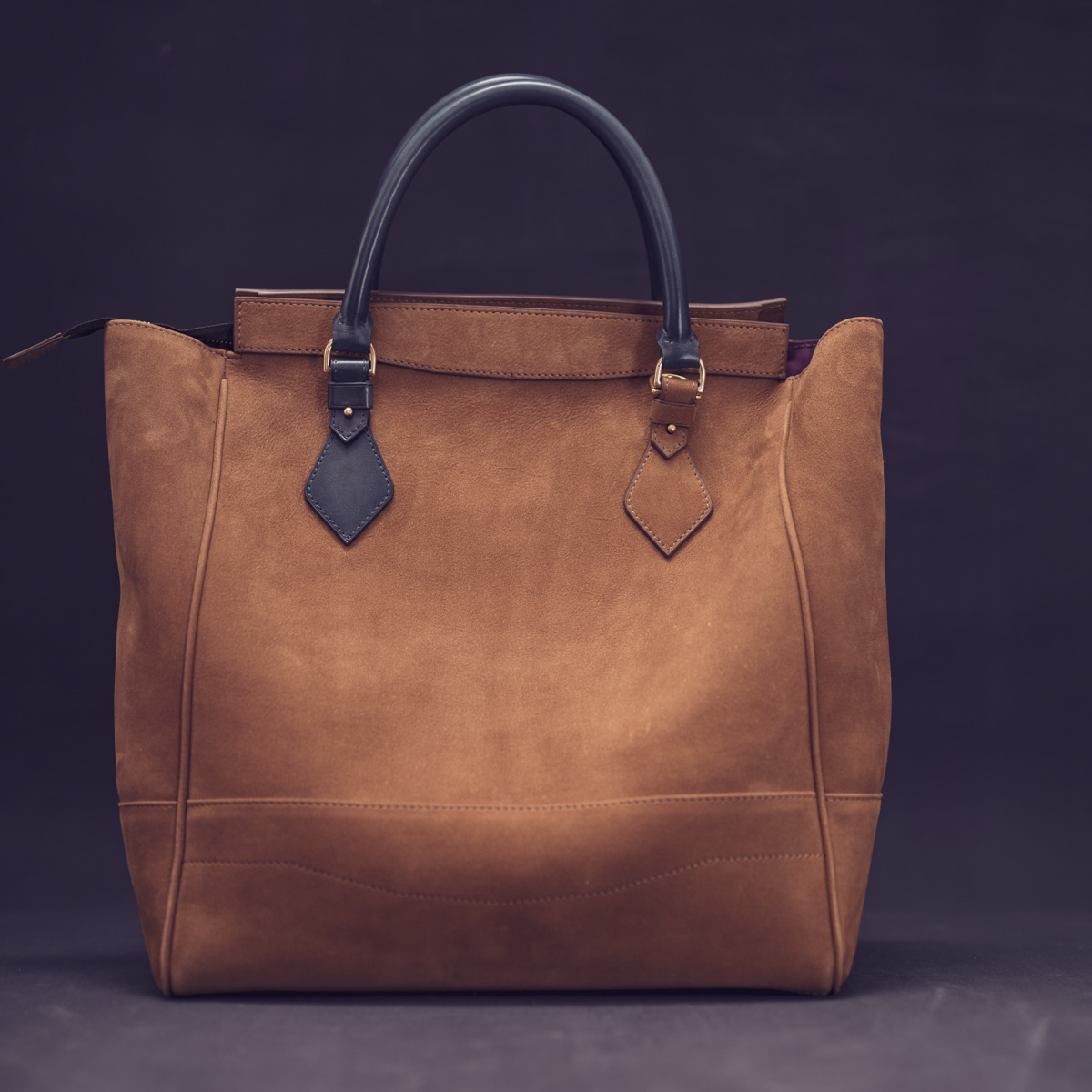 CALATRAVA Shopper, чоловіча шкіряна сумка-шопер: Blue Grape & Light Brown Nubuck