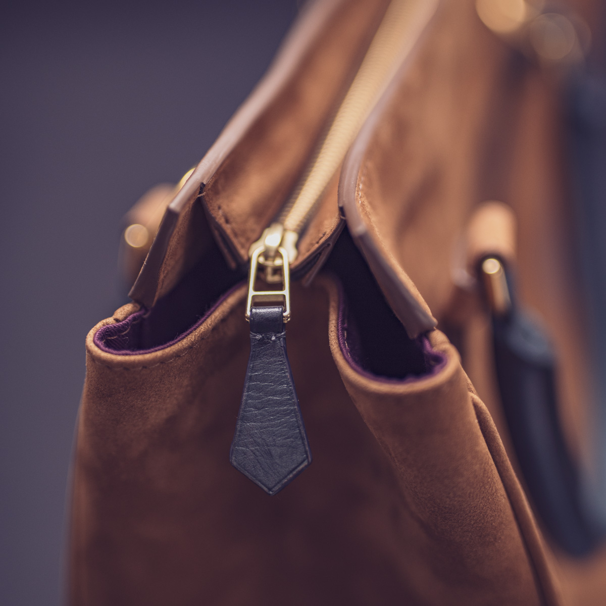 CALATRAVA Shopper, чоловіча шкіряна сумка-шопер: Blue Grape & Light Brown Nubuck
